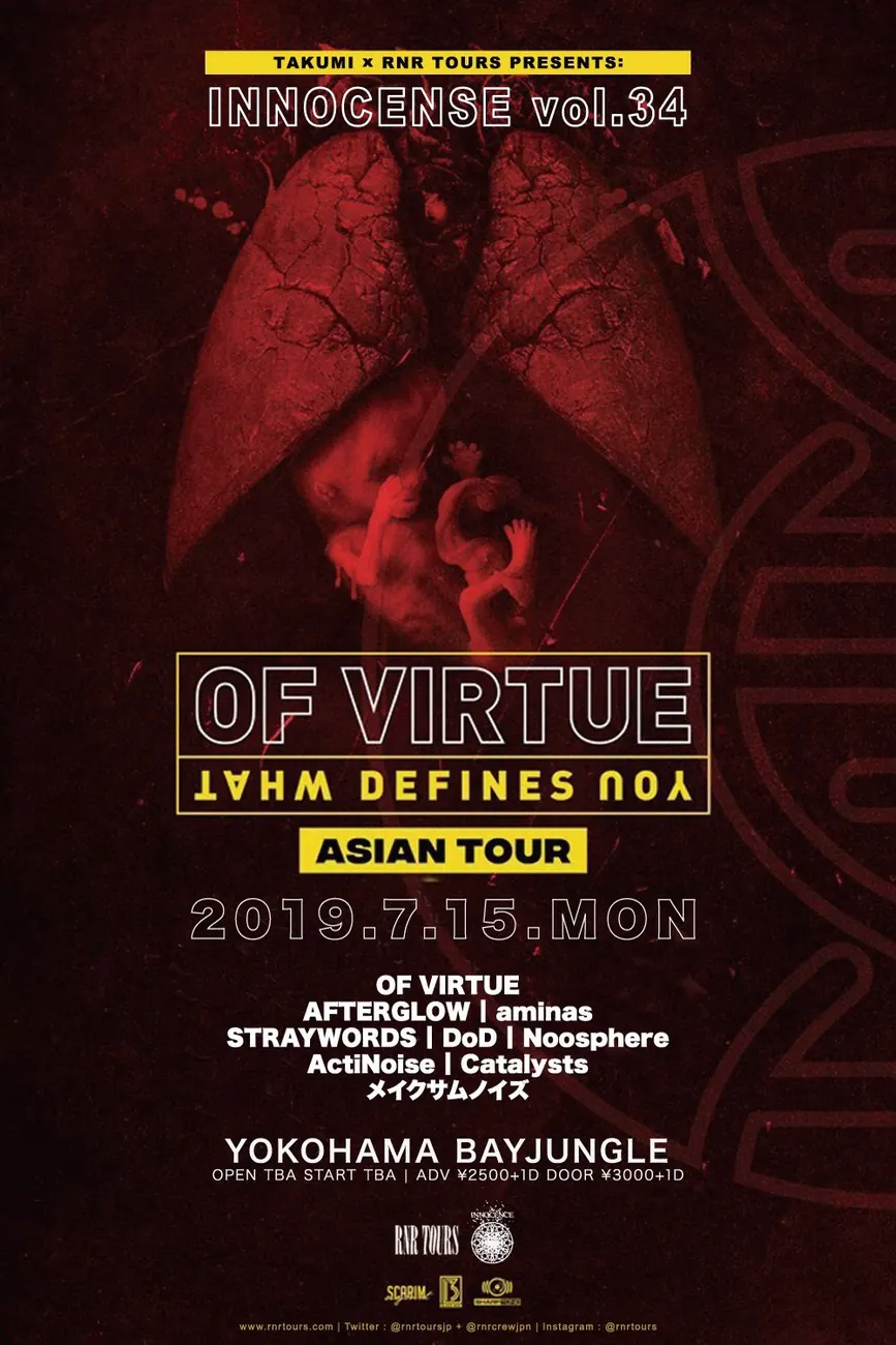 TAKUMI × RNR TOURS PRESENTS OF VIRTUE ASIAN TOUR フライヤー